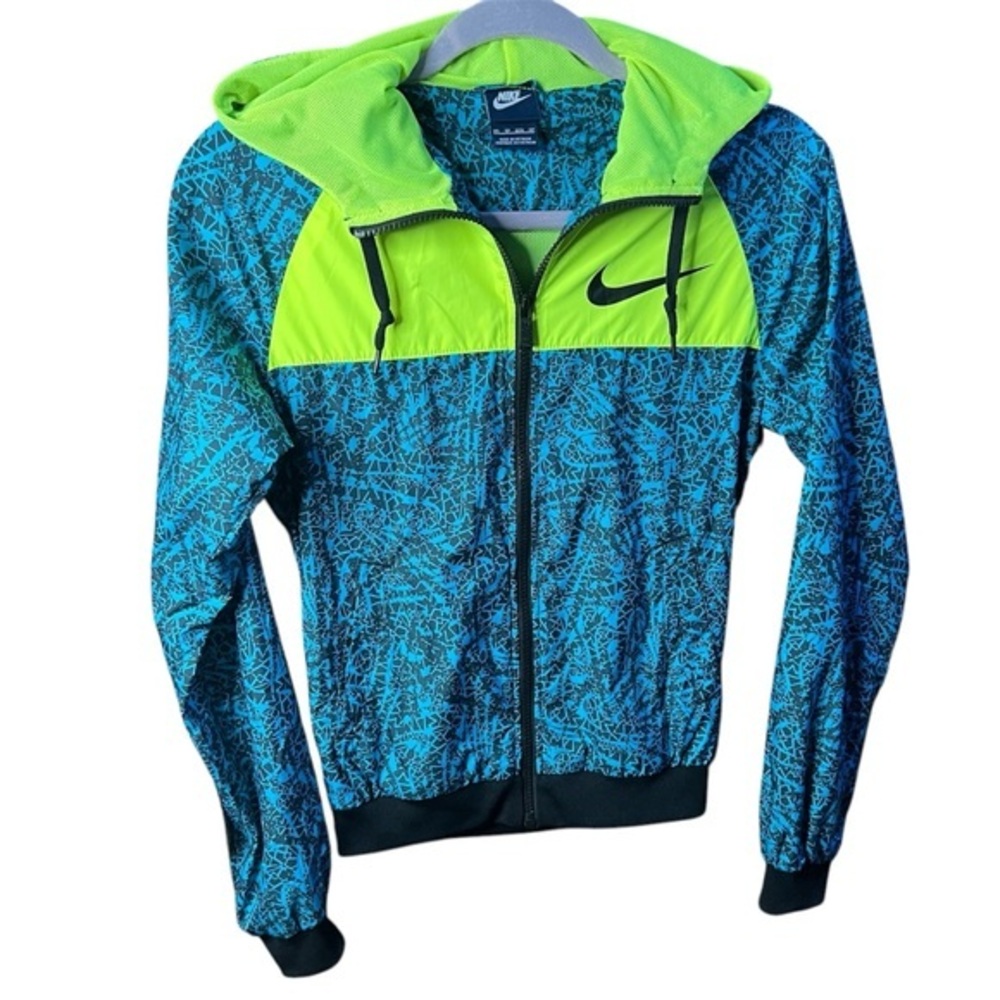 NIKE KURTKA ALLOVER PRINT CITY JACKET LINED WINDBREAKER NEON TEAL WOMENS XS EUC
